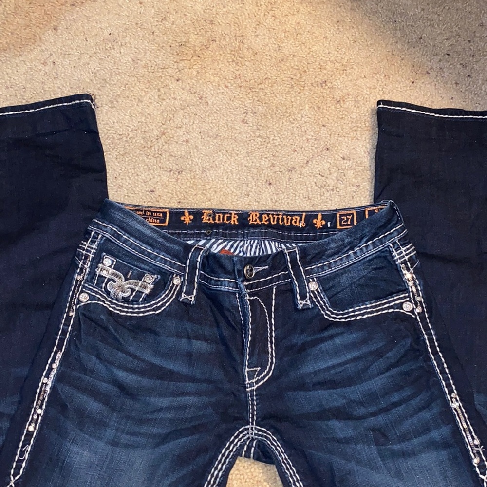 ROCK REVIVAL SEQUIN STRAIGHT LEG JEANS